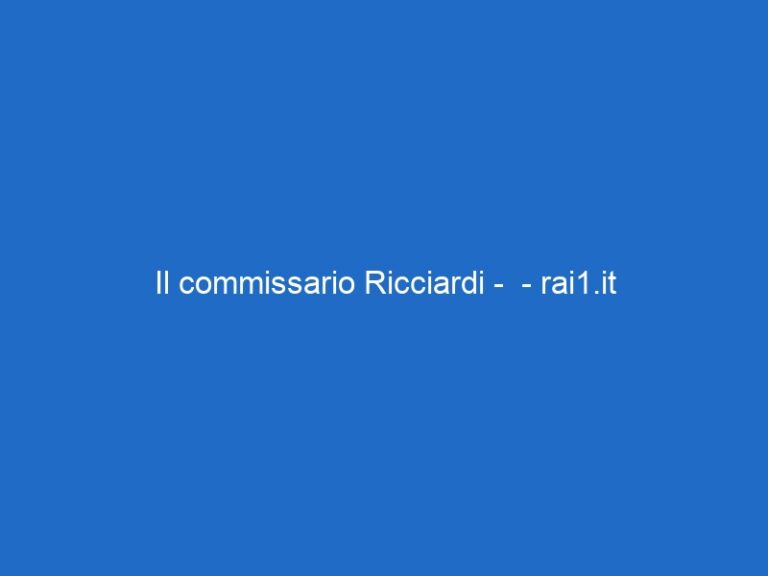 Il commissario Ricciardi – – rai1.it Il commissario Ricciardi – – rai1.it